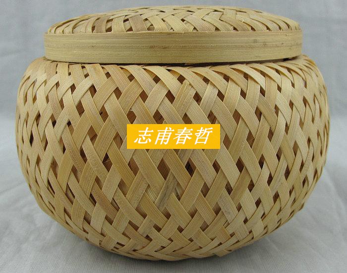 云南普洱茶包装篮 民族竹篓 手工竹箩竹编工艺品 迷你