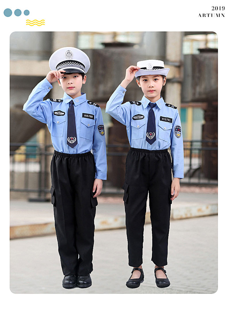 警察服小孩 元旦儿童警察服警官衣服小交警幼儿园套装角色扮演男童
