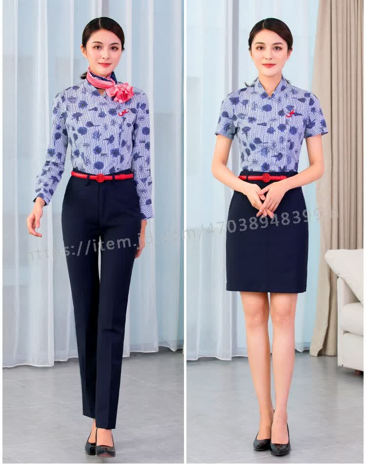 工作服装 东航短花衬衫 (直扣) m  品牌: wfps 商品名称:南航空姐制服