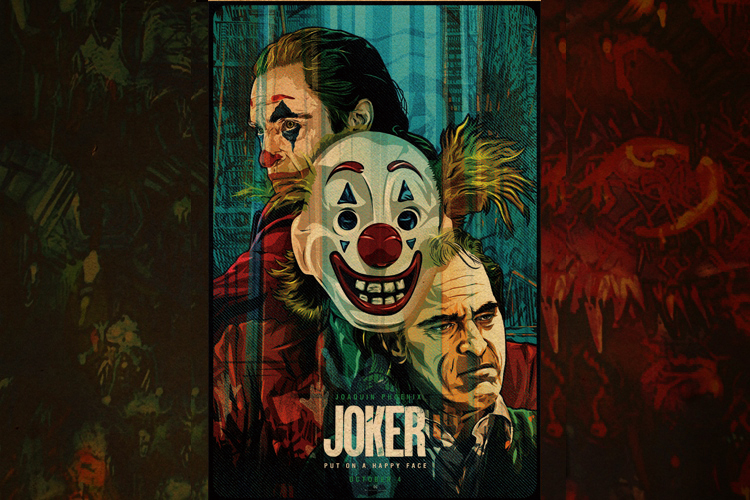 杰昆菲尼克斯joker小丑海报电影壁纸墙贴装饰画照片画