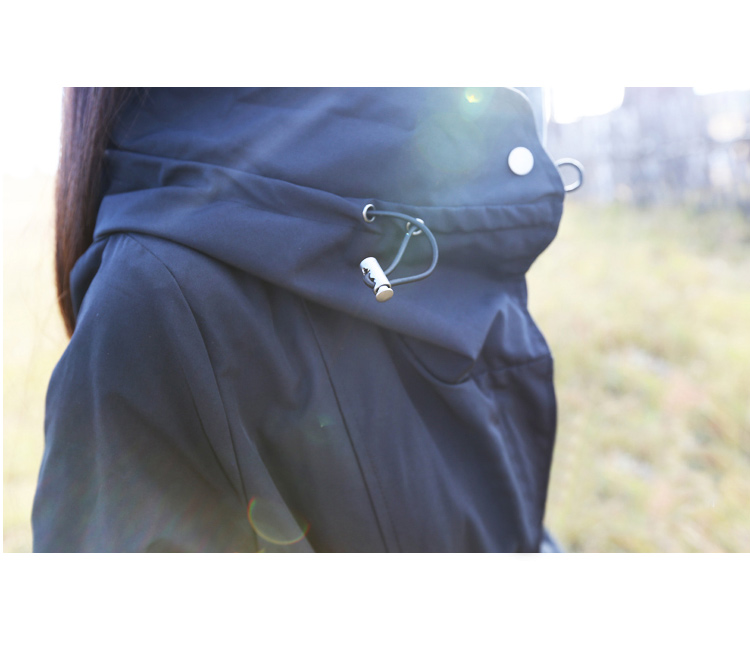QFYB品牌正品2015秋装新款韩版女装修身收腰显瘦春秋中长款薄款时尚女式风衣外套潮 黑色 S