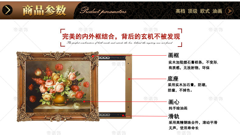 帝诺饰 欧式电闸盒壁挂配电表箱装饰推拉画电源空气开关遮挡油画 定制