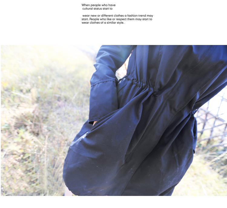 QFYB品牌正品2015秋装新款韩版女装修身收腰显瘦春秋中长款薄款时尚女式风衣外套潮 黑色 S