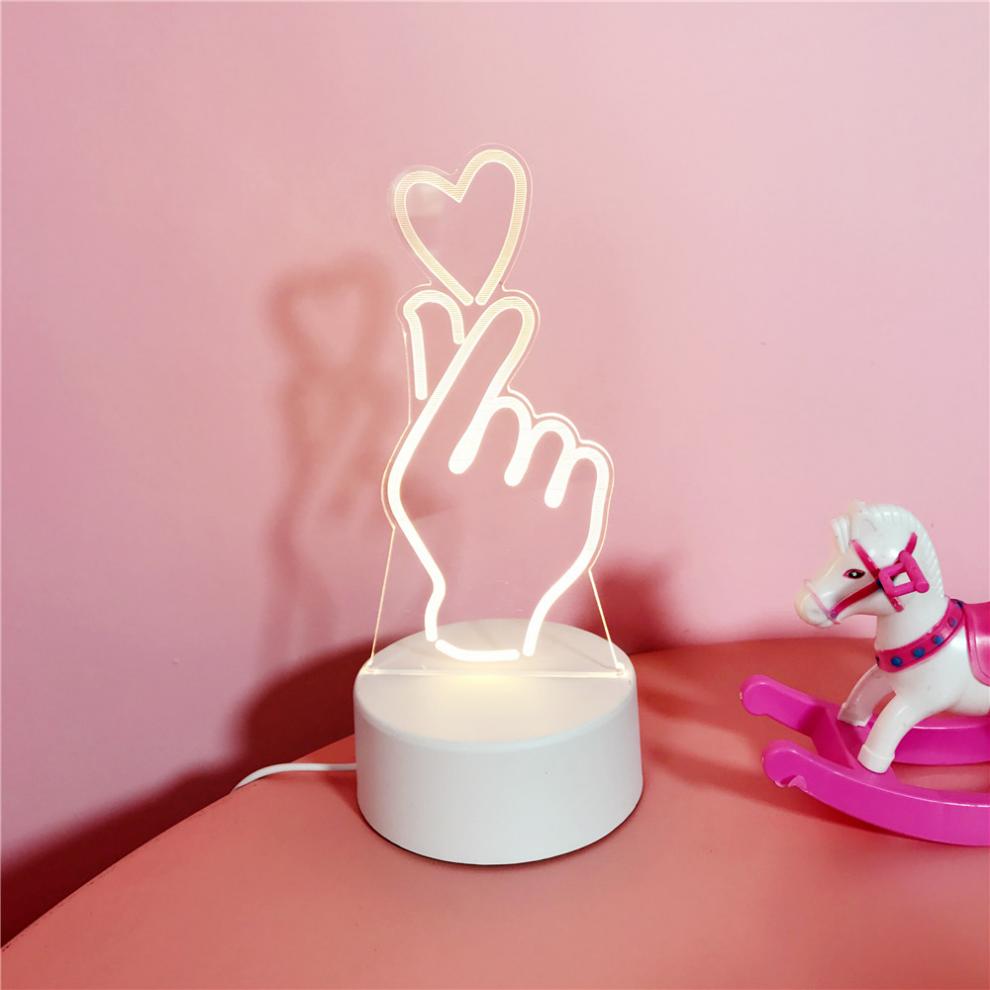 日系少女心比心手势台灯led夜灯3d立体节能台灯礼物装饰灯 比心台灯
