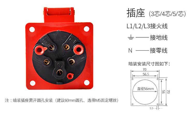 工业航空插头插座三相电380v大功率3芯4芯5芯 防水防爆16a32a220v 315