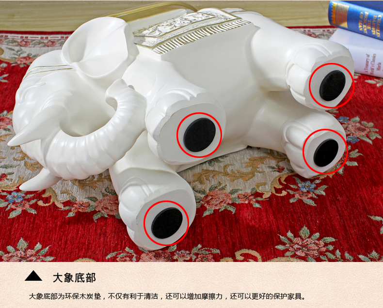 东南亚大象换鞋凳 树脂工艺品大象摆件创意家居乔迁送礼大象凳子 白色站立式