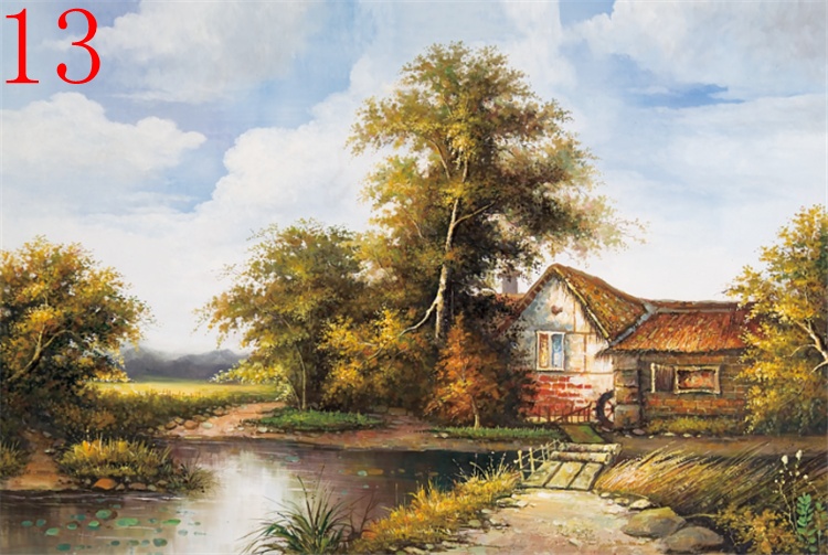 正画新品,高清喷绘印刷油画世界古典名画田园画欧式山水景黄金满地