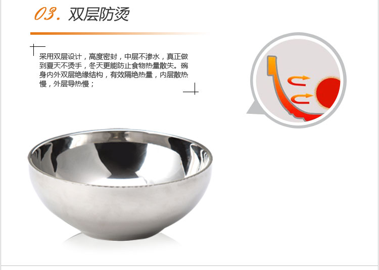 
                                        阳光飞歌 不锈钢碗 双层隔热碗亮光11.5厘米10只装 LG1150001                