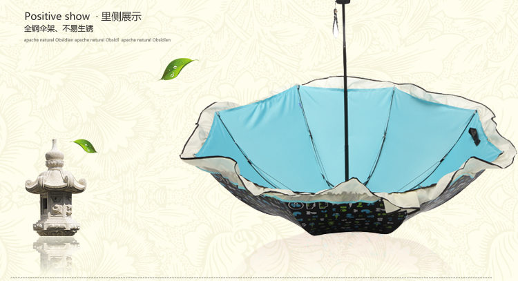 天堂伞 平安快乐黑胶三折晴雨伞33020E黑兰色
