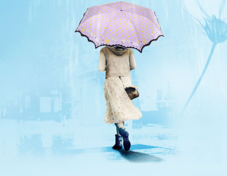 天堂伞 格林童话银胶三折晴雨伞33077E紫色