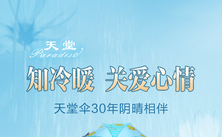 天堂伞 童心飞扬直杆手开儿童晴雨伞13015E湖兰色