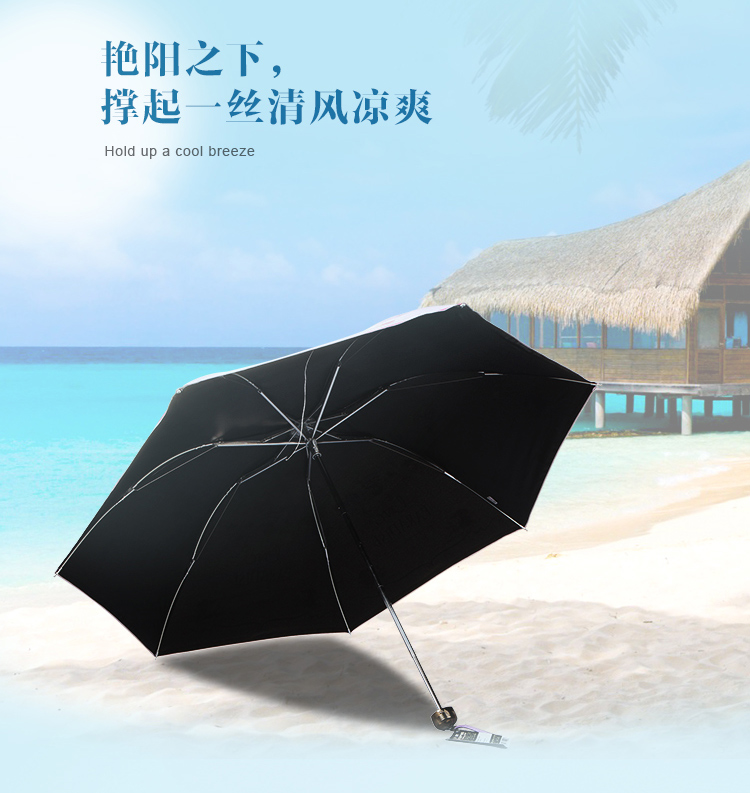 
                                        【京东超市】天堂伞 天堂之冠黑胶三折超轻晴雨伞33172E红莲色                