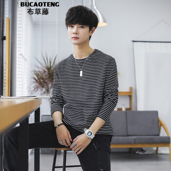 布草藤（BUCAOTENG） 長袖 男士T恤 765黑色 XL，L，XXXL，XXL，加大，M