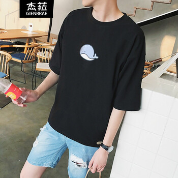 杰菈（Gienrrae） 短袖 男士T恤 黑色海豚 