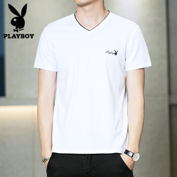 花花公子（PLAYBOY） 短袖 男士T恤 1813款白色 