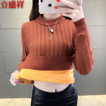 低領(lǐng)短款線衣女修身