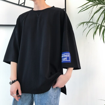 尊首（ZUNSHOU） 七分袖 男士T恤 T52黑色 
