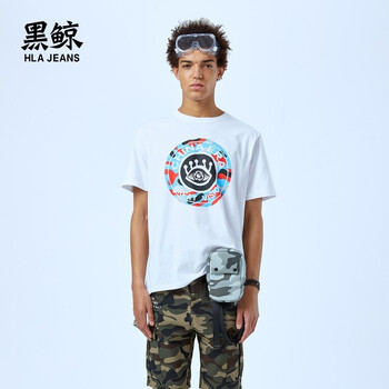 黑鯨（HLAJEANS） 短袖 男士T恤 漂白BK 