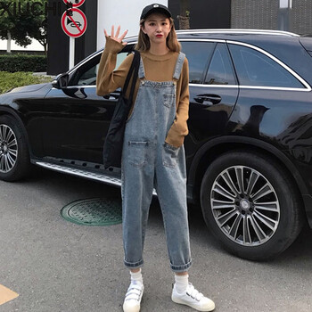 袖馳（XIUCHI） 高腰 背帶褲 女 長(zhǎng)褲 牛仔褲