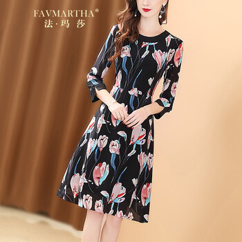 法瑪莎(FAVMARTHA)  拉鏈，印花 連衣裙