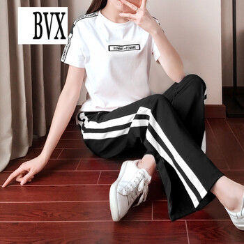 BVX 高腰 闊腳褲 女 長褲 休閑褲