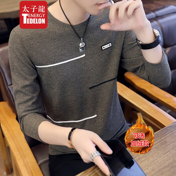 太子龍（TEDELON） 長袖 男士T恤 咖啡色不加絨 XL，L，加大，XXXL，XXL，M