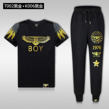PW&BOY 短袖 男士T恤 T002黑金+K006黑金 