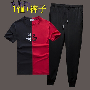 古萊登（GODLIKE） 短袖 男士T恤  善惡紅+皮繩褲 