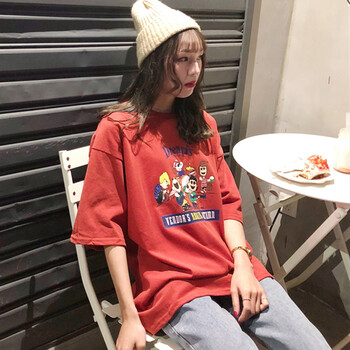 麥?zhǔn)炕?印花 短袖 T恤 女 圓領(lǐng)
