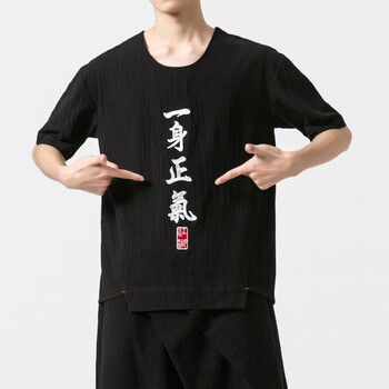 閃爆（SHANBAO） 短袖 男士T恤 T47 一生黑色 