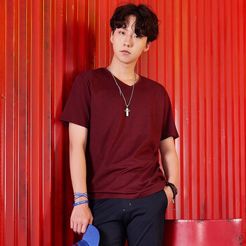 潮流前線(xiàn) 短袖 男士T恤 酒紅 