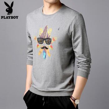 花花公子（PLAYBOY） 短袖 男士T恤 灰色 XL，L，XXL，M，XXXL