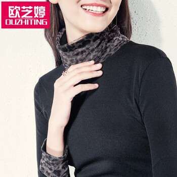 歐芝婷（Ouzhiting） 拼接，褶皺，紗網(wǎng) 短袖 T恤 女 高領(lǐng)