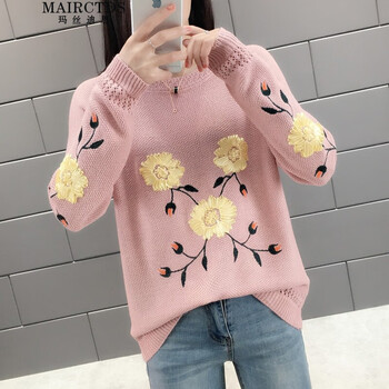 花朵刺繡針織衫