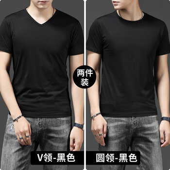 賓色（BINSE） 短袖 男士T恤 V領(lǐng)黑 圓領(lǐng)黑(雙件) 