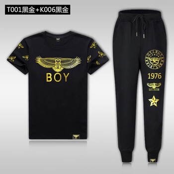 PW&BOY 短袖 男士T恤 T001黑金+K006黑金 
