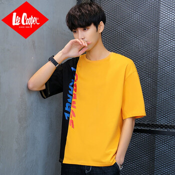 Lee Cooper 五分袖 男士T恤 黃色 