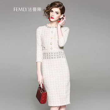法曼麗（FEMLY） 格子 拼接 連衣裙