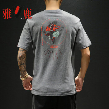 雅鹿 短袖 男士T恤 深灰色 