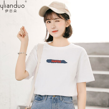 伊戀朵（YLIANDUO） 拼接，印花 短袖 T恤 女 圓領(lǐng)
