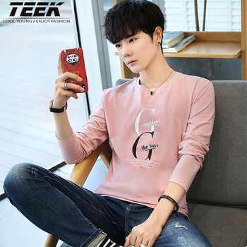 TEEK 長(cháng)袖 男士T恤 【加絨升級/春款】粉色 