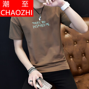 潮至（CHAOZHI） 短袖 男士T恤 可樂(lè)棕色 
