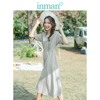 茵曼（INMAN）  褶皺，提花 連衣裙