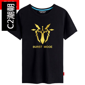 潮朝（C2） 短袖 男士T恤 黑色燙金 S，XL，L，M，XXXL，XXL