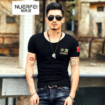 怒而飛（NUERFEI） 短袖 男士T恤 圓領中國黑 