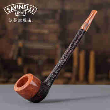 沙芬（SAVINELLI）意大利进口高档6mm滤芯手工烟斗男士石楠木P110签字A先生大长腿斗 【一斗一型】【14号礼盒装】