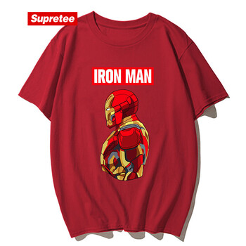 supretee 短袖 男士T恤 酒紅色鋼鐵俠 