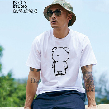 BOY&STUDIO 短袖 男士T恤 白色 守望熊 