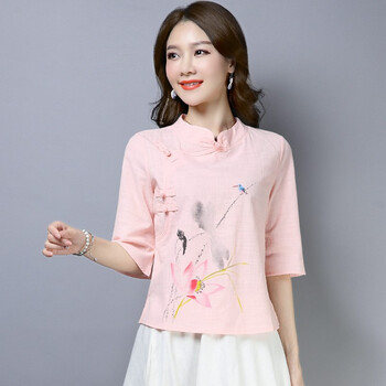 凱珞琦 印花 短袖 T恤 女 立領(lǐng)