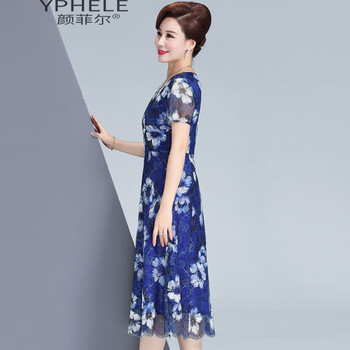 顏菲爾（YPHELE） 花色 拼接，撞色，褶皺，拼色，印花，紗網(wǎng) 連衣裙